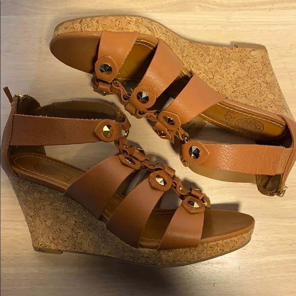 Ann Taylor Loft Studded Leather Wedge Sandals - Picture 11 of 12